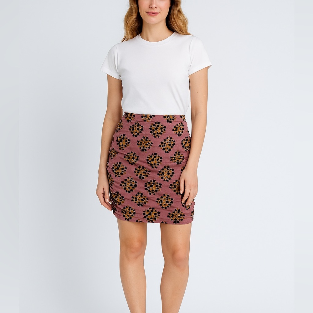 Brand new with tags! Free People Pink Floral Pencil Skirt, ruched, geometric!